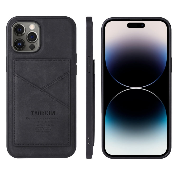 

For iPhone 14 Pro TAOKKIM Retro Matte Phone Case(Black)