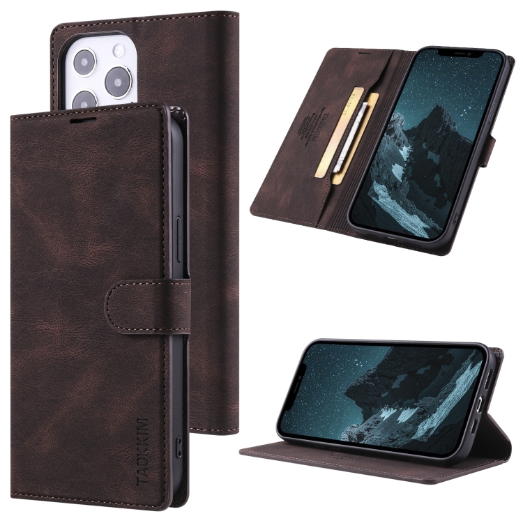 

TAOKKIM Skin Feel Leather Case For iPhone 14 Max(Coffee)