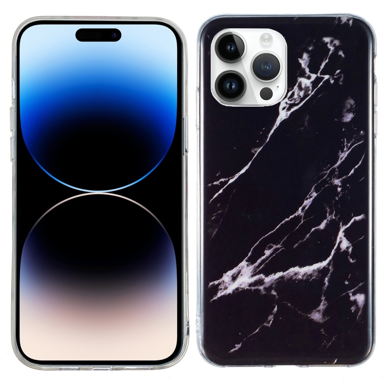 

For iPhone 14 Pro Max IMD Marble TPU Phone Case (Black)