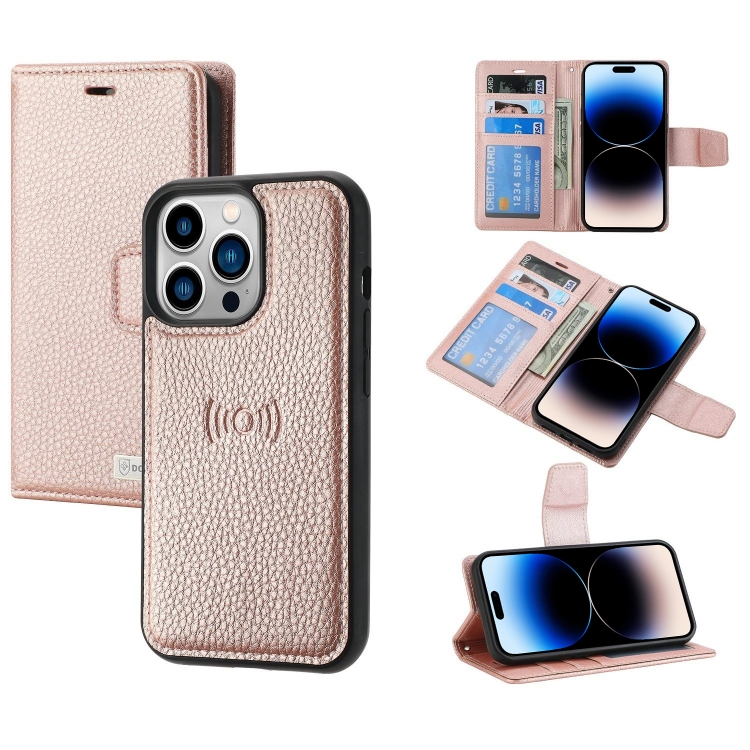 

Magnetic Detachable Leather Phone Case For iPhone 14 Pro Max(Rose Gold)
