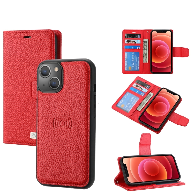 

Magnetic Detachable Leather Phone Case For iPhone 14 Max(Red)