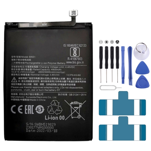 

BN51 5000mAh Li-Polymer Battery Replacement For Xiaomi Redmi 8A / Redmi 8 / Redmi 8A Dual / Redmi 8A Pro