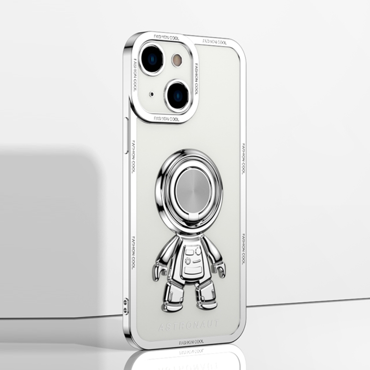 

Electroplate Astronaut Holder Phone Case For iPhone 13(White)