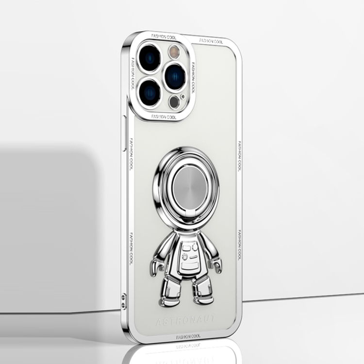 

For iPhone 12 Pro Max Electroplate Astronaut Holder Phone Case(White)