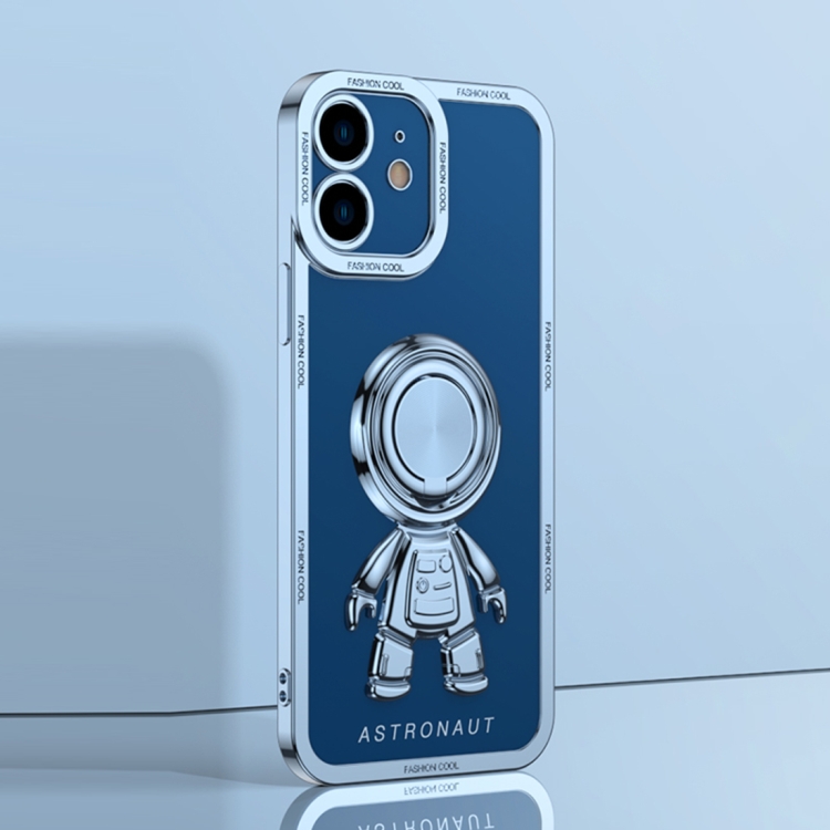 

For iPhone 11 Electroplate Astronaut Holder Phone Case (Sierra Blue)