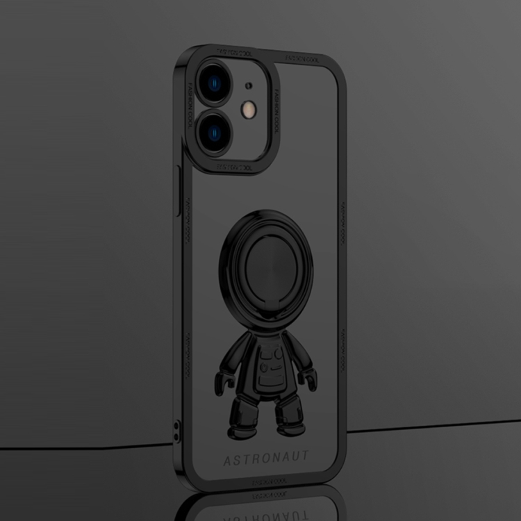 

For iPhone 11 Electroplate Astronaut Holder Phone Case (Black)