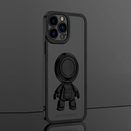 

For iPhone 11 Pro Max Electroplate Astronaut Holder Phone Case (Black)