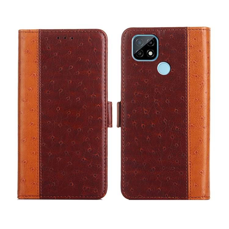 

For Realme C21 Ostrich Texture Flip Leather Phone Case(Brown)