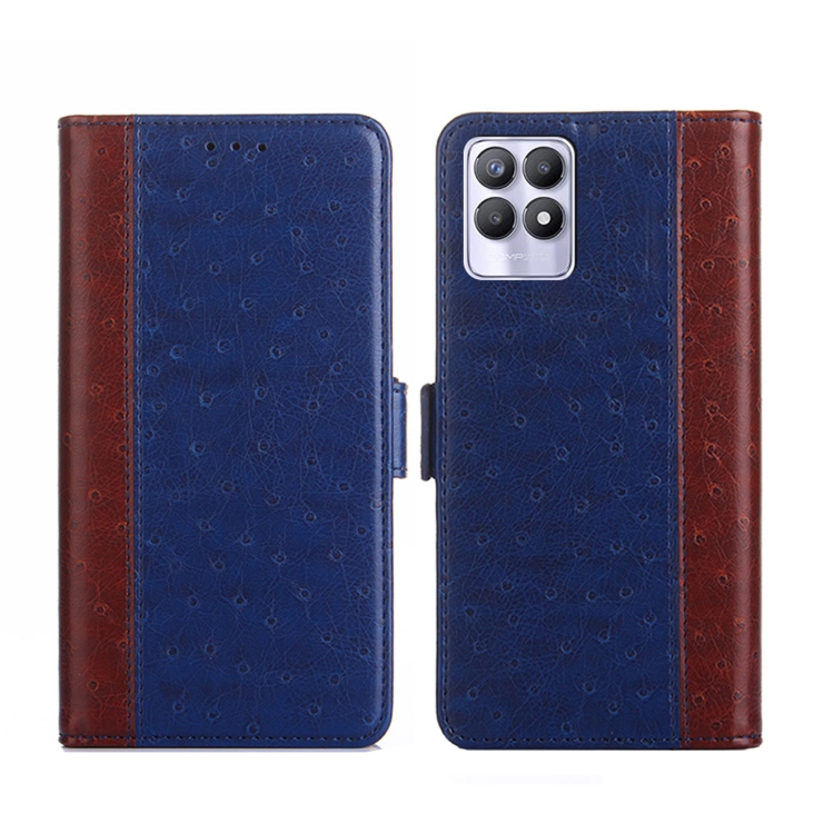 

For Realme 8i Ostrich Texture Flip Leather Phone Case(Blue)