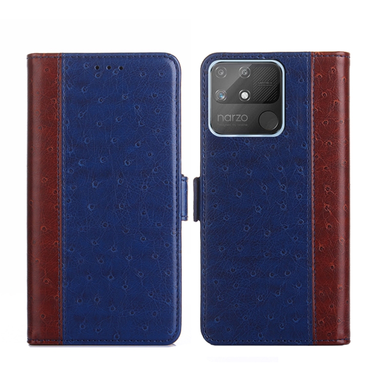 

For Realme Narzo 50A Ostrich Texture Flip Leather Phone Case(Blue)