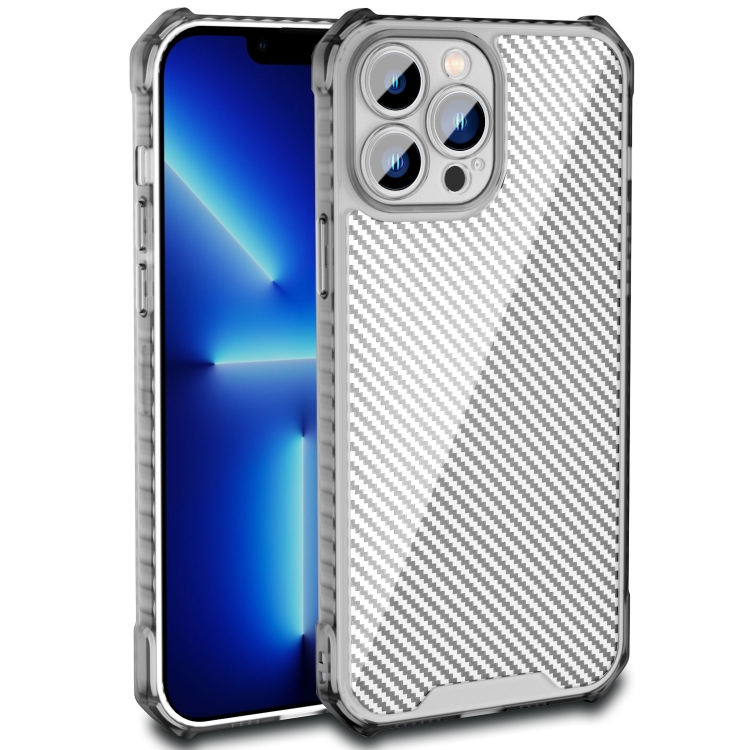 

Carbon Fiber Texture Shockproof Phone Case For iPhone 14(Transparent Black)