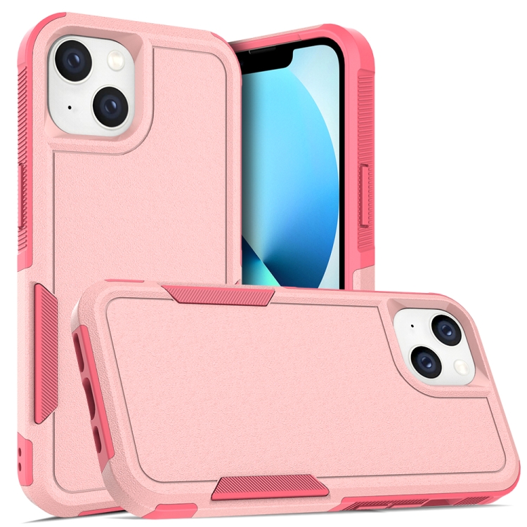 

For iPhone 14 Soft TPU Hard PC Phone Case (Pink)