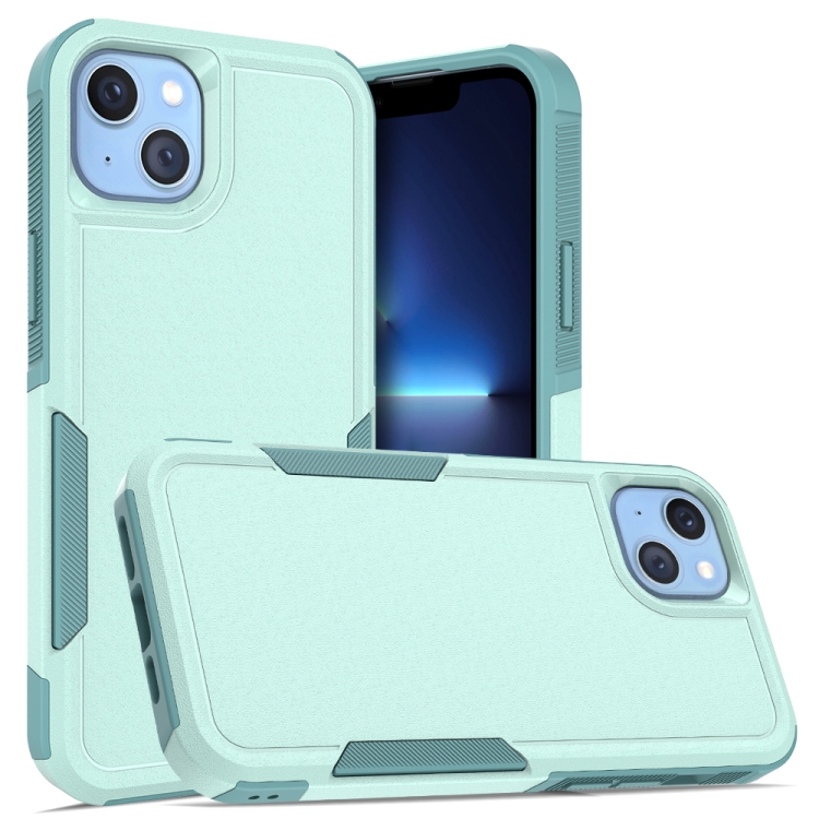 

For iPhone 14 Plus Soft TPU Hard PC Phone Case (Light Green)