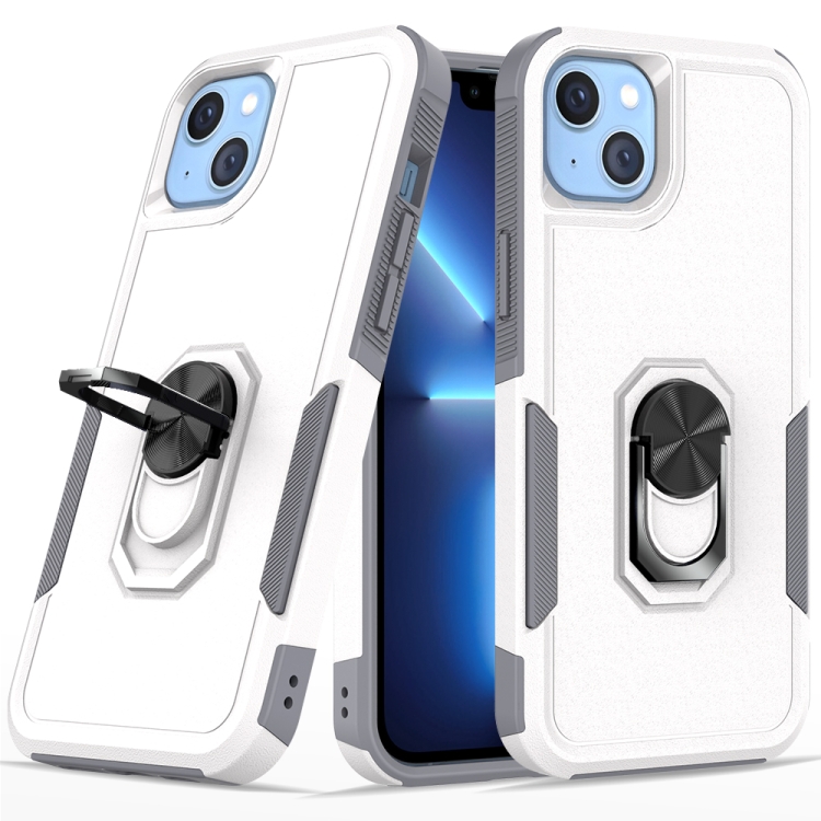 

PC + TPU Phone Case with Ring Holder For iPhone 14(White)