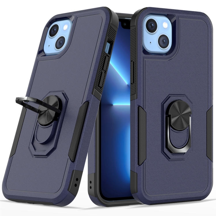 

PC + TPU Phone Case with Ring Holder For iPhone 14 Max(Dark Blue)