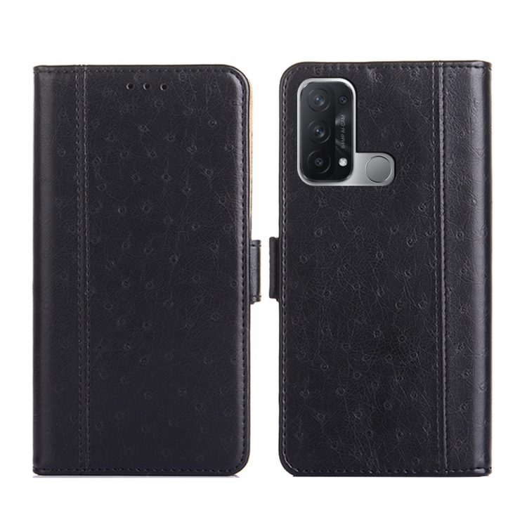 

For OPPO Reno5 A Ostrich Texture Flip Leather Phone Case(Black)