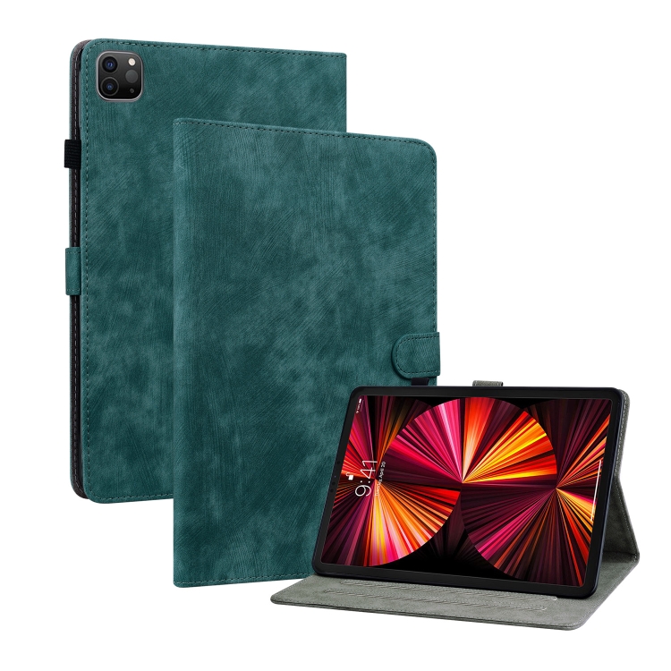 

For iPad Pro 12.9 2022 / 2021 / 2020 Tiger Pattern PU Tablet Case with Sleep / Wake-up Function(Dark Green)