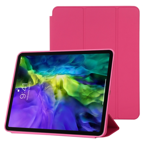 

For iPad Pro 11 2022 / 2021 / 2020 3-fold Horizontal Flip Smart Leather Tablet Case with Sleep / Wake-up Function & Holder(Rose Red)