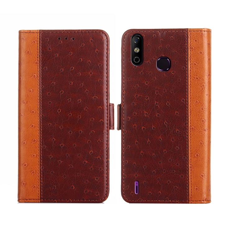 

For Infinix Smart 4 Ostrich Texture Flip Leather Phone Case(Brown)