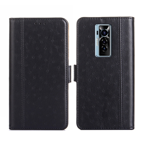 

For Tecno Phantom X Ostrich Texture Flip Leather Phone Case(Black)