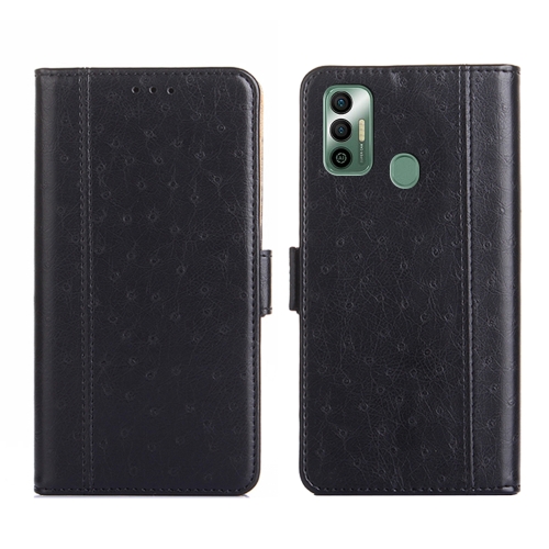 

For Tecno Spark 7 Ostrich Texture Flip Leather Phone Case(Black)