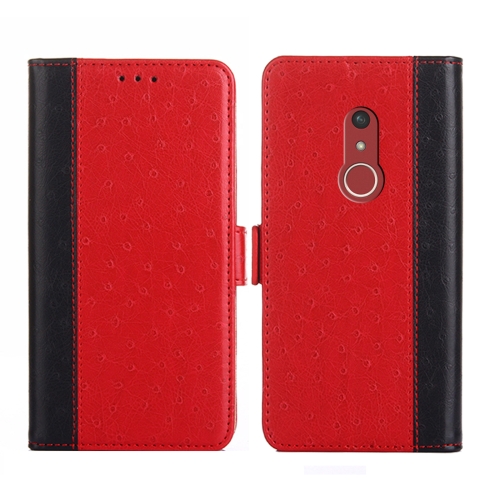 

For Fujitsu Arrows Be4 Plus-F-41B Ostrich Texture Flip Leather Phone Case(Red)