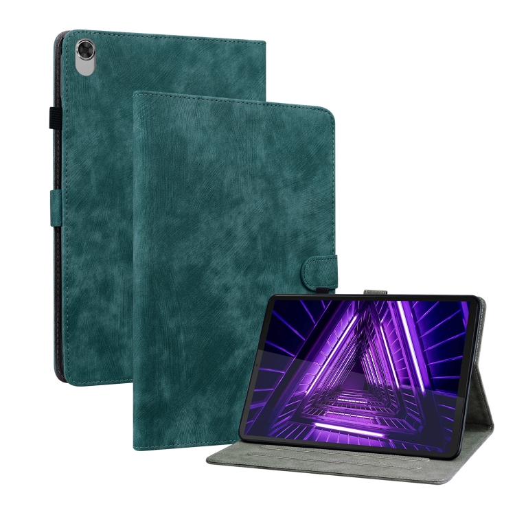 

For Lenovo M10 Plus 10.3 Tiger Pattern PU Tablet Case(Dark Green)