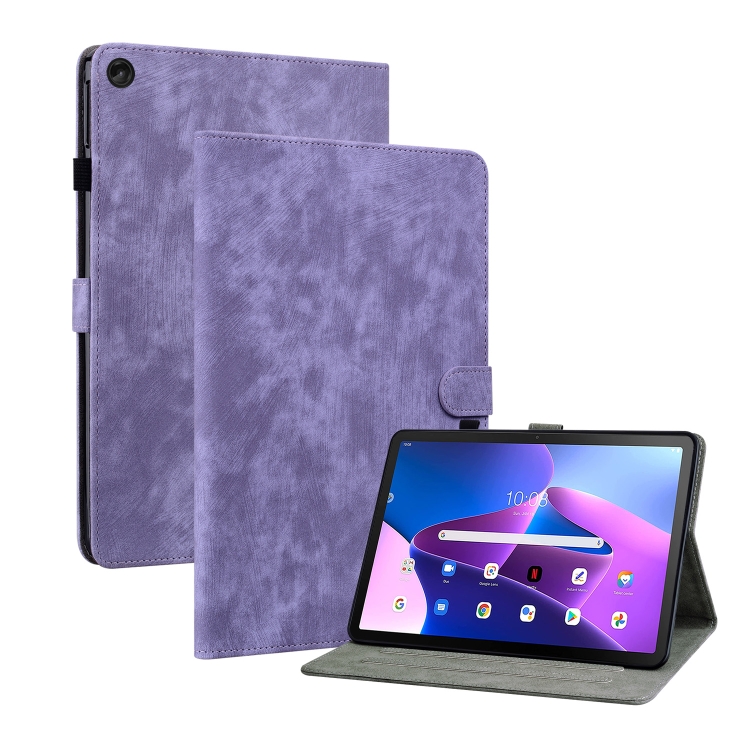 

For Lenovo Tab M10 Plus 10.6 3rd Gen Tiger Pattern PU Tablet Case(Purple)