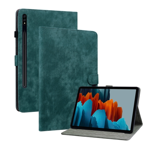 

For Samsung Galaxy Tab S7/Tab S8 Tiger Pattern PU Tablet Case(Dark Green)