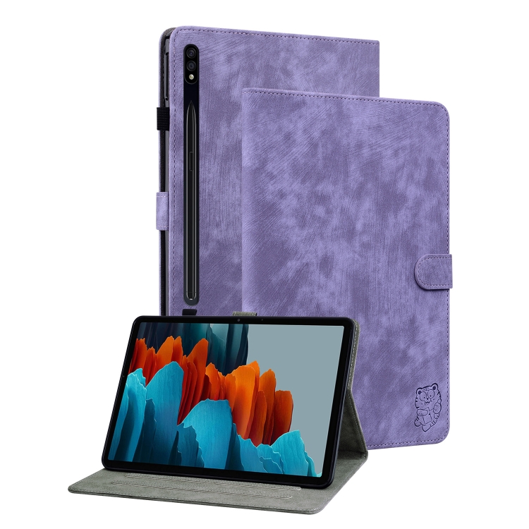 

For Samsung Galaxy Tab S9+ Tiger Pattern Flip Leather Tablet Case(Purple)