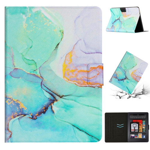 

For Amazon Kindle Paperwhite 5 Marble Pattern Smart Leather Tablet Case(Green)