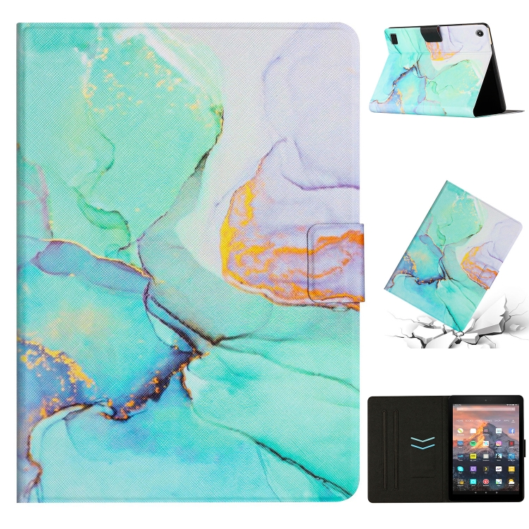 

For Amazon Kindle HD 7 2019 / 2017 / 2015 Marble Pattern Smart Leather Tablet Case(Green)