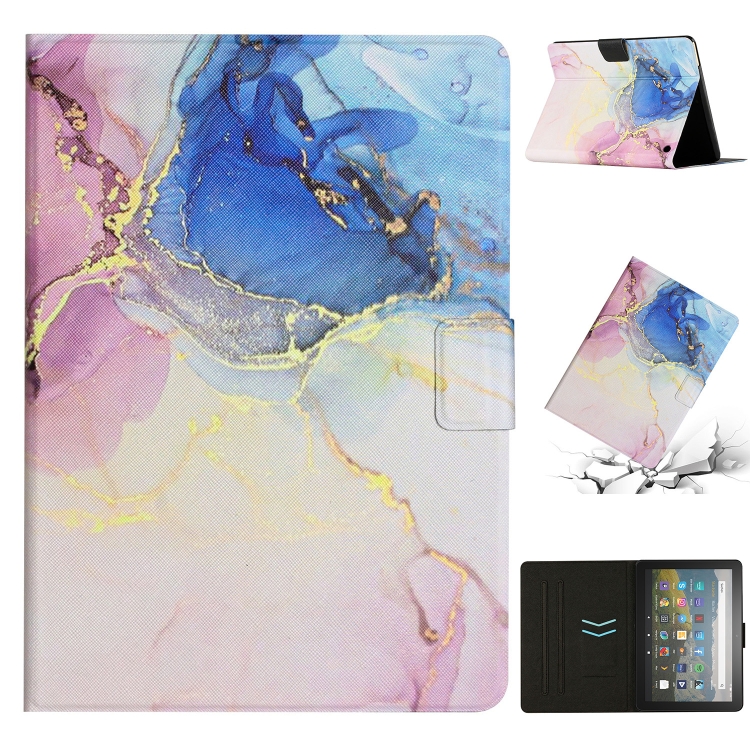 

For Amazon Kindle HD 8 2020 Marble Pattern Smart Leather Tablet Case(Pink Blue)