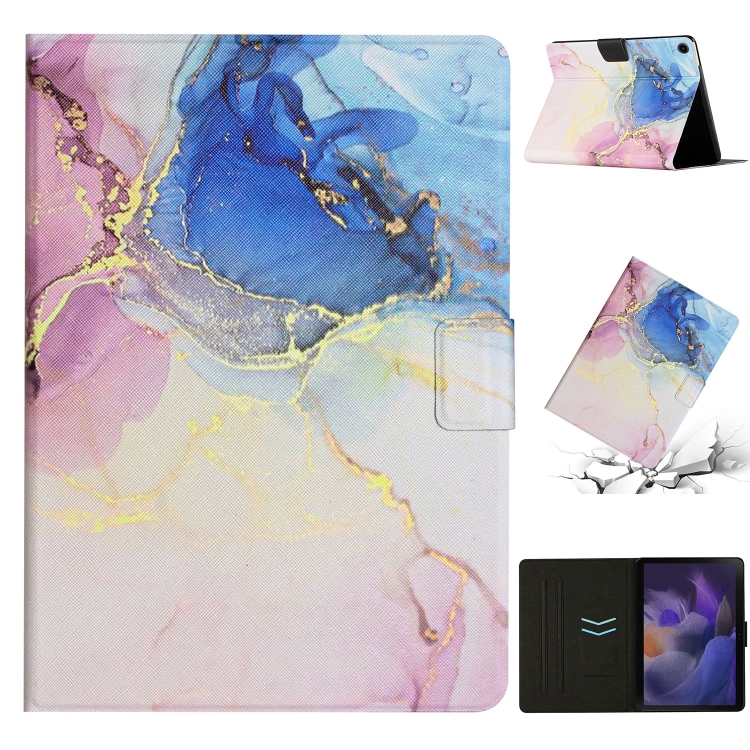 

For Samsung Galaxy Tab A8 Marble Pattern Smart Leather Tablet Case(Pink Blue)