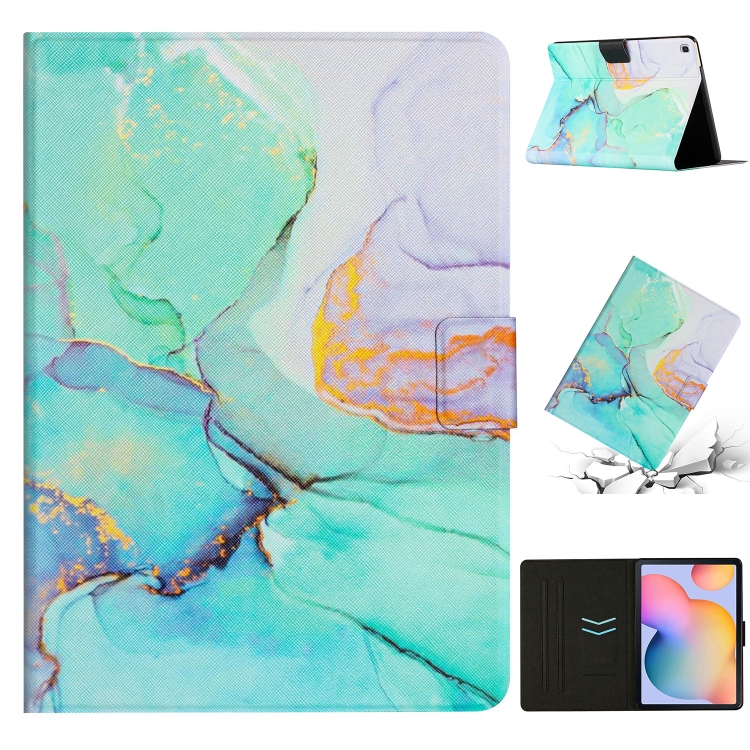 

For Samsung Galaxy Tab S6 Lite P610 Marble Pattern Smart Leather Tablet Case(Green)