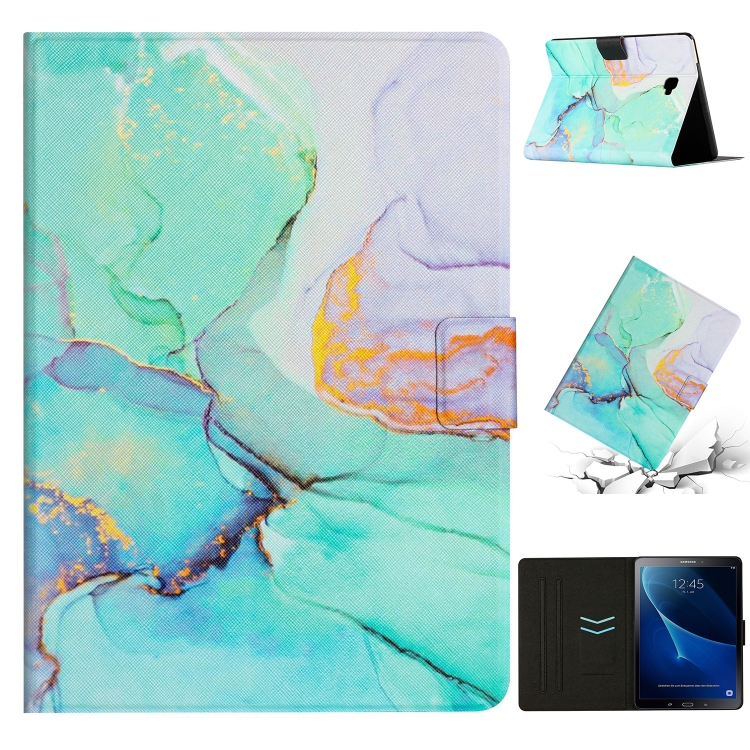 

For Samsung Galaxy Tab A 10.1 T580 Marble Pattern Smart Leather Tablet Case(Green)