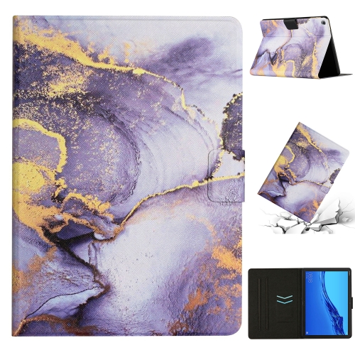 

For Huawei MediaPad M5 Lite Marble Pattern Smart Leather Tablet Case(Purple)