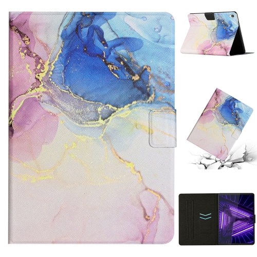 

For Lenovo Tab M10 HD 2nd Gen Marble Pattern Smart Leather Tablet Case(Pink Blue)