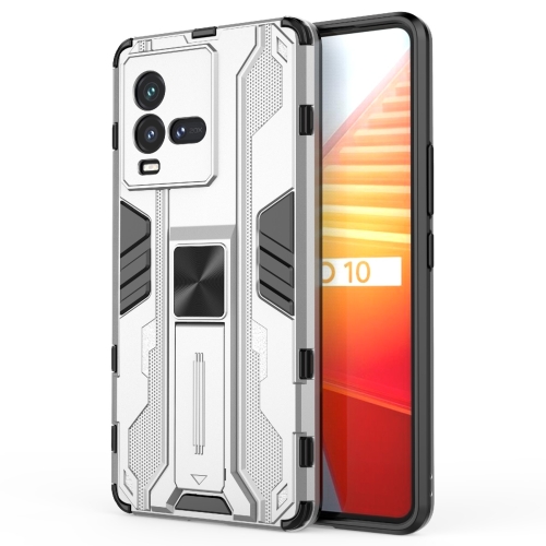 

For vivo iQOO 10 Supersonic PC + TPU Shock-proof Protective Phone Case with Holder(Silver)