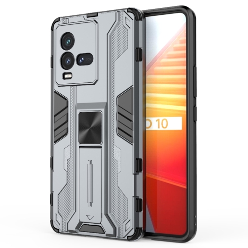 For vivo iQOO 10 Supersonic PC + TPU Shock-proof Protective Phone Case with Holder(Grey)
