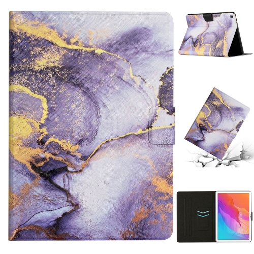 

For Huawei MatePad T10s Marble Pattern Leather Tablet Case(Purple)