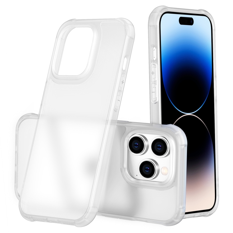 

Stereo Sound Design Shockproof Frosted Acrylic Phone Case For iPhone 14 Pro(Transparent)