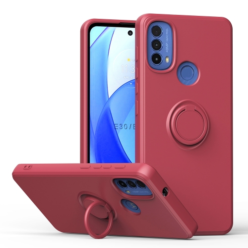 

For Motorola Moto E30/E40 Ring Kickstand Silicone Phone Case(Hawthorn Red)