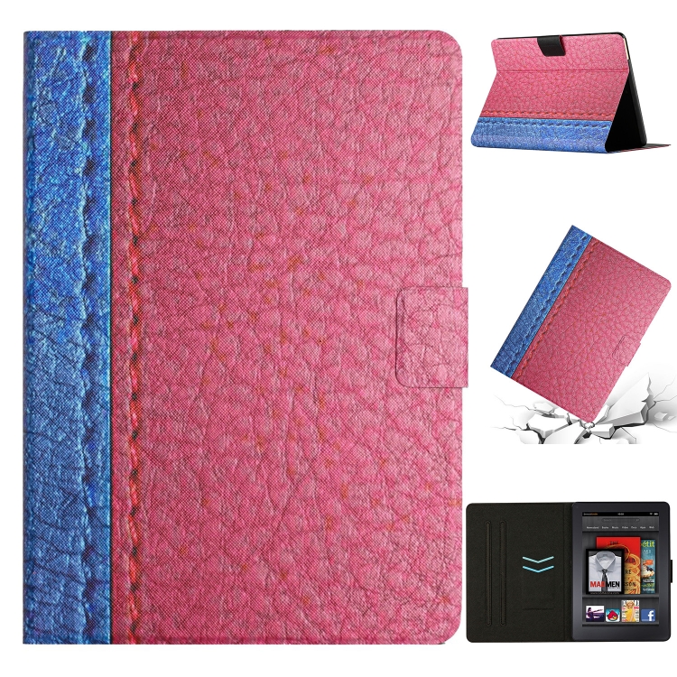 

For Amazon Kindle Paperwhite 4 / 3 / 2 / 1 Stitching Solid Color Smart Leather Tablet Case(Rose Red)