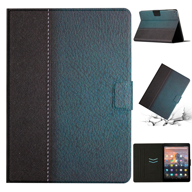 

For Amazon Kindle Fire HD 10 2015 Stitching Solid Color Smart Leather Tablet Case(Green)