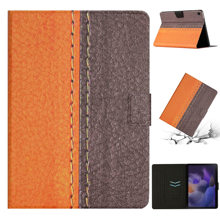 

For Samsung Galaxy Tab A8 Stitching Solid Color Smart Leather Tablet Case(Orange)