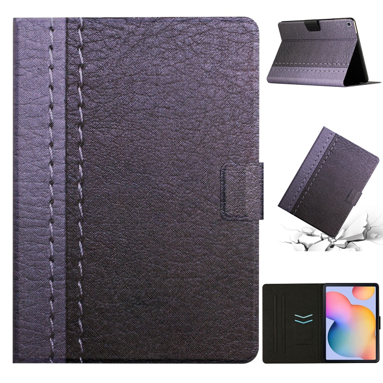 

For Samsung Galaxy Tab A7 Lite T220 Stitching Solid Color Smart Leather Tablet Case(Grey)