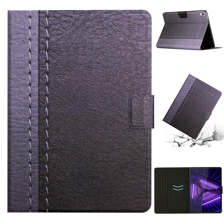 

For Lenovo Tab M10 3rd Gen Stitching Solid Color Smart Leather Tablet Case(Grey)