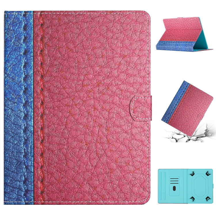 

For 8 inch Tablet Stitching Solid Color Leather Tablet Case(Rose Red)