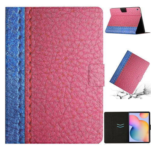 

For Samsung Galaxy Tab S6 Lite P610 Stitching Solid Color Leather Tablet Case(Rose Red)